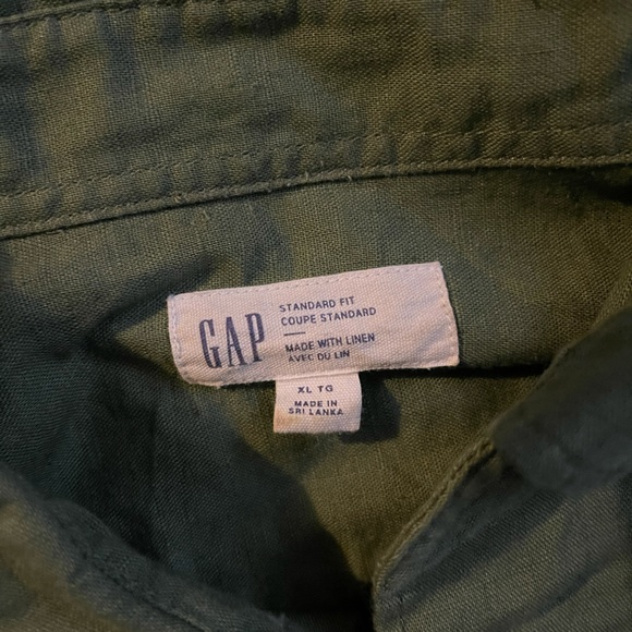 GAP Linen-Blend Green Long Sleeve Button Up XL - Picture 2 of 5